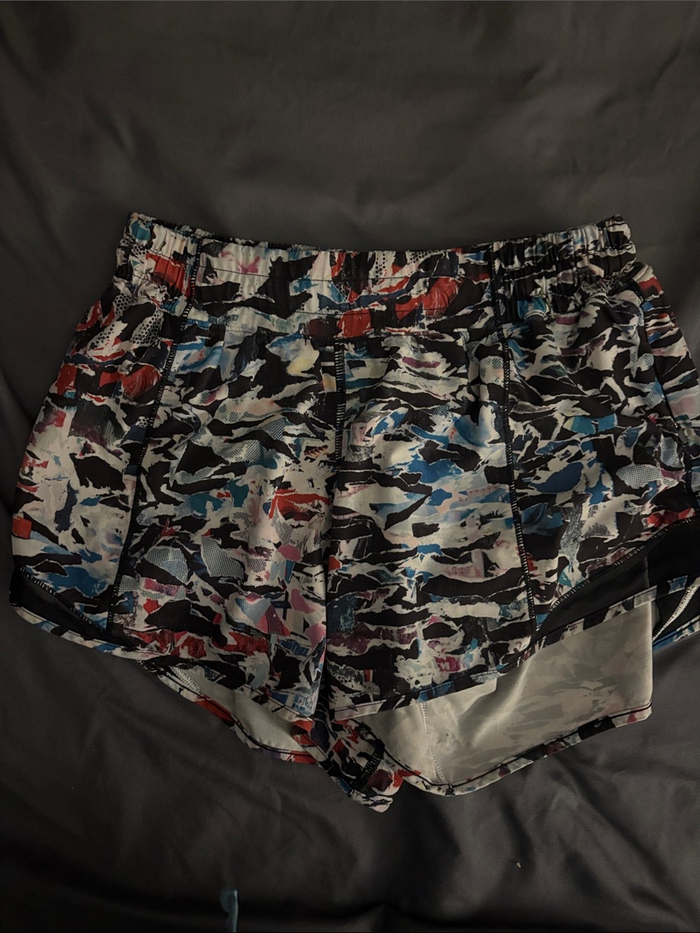 lululemon athletica Multicolor Abstract Print Running Shorts with Black Accents - Picture 1 of 1